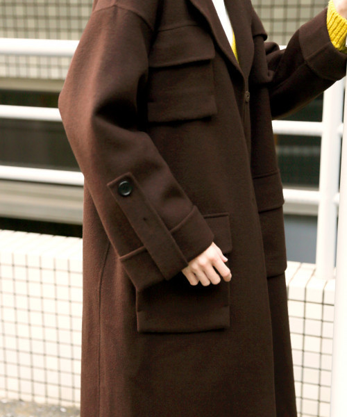 LOWRYS FARM（ローリーズファーム）の「Ｗフェイスパッチポケコート　816154（その他アウター・レディース・ブラウン/グレー・FREE）」の19枚目の写真