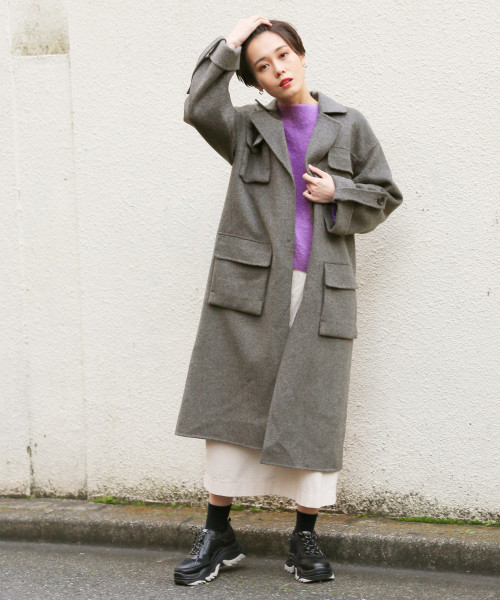 LOWRYS FARM（ローリーズファーム）の「Ｗフェイスパッチポケコート　816154（その他アウター・レディース・ブラウン/グレー・FREE）」の21枚目の写真