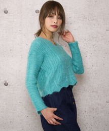 【Jewelobe/ ジュエローブ】裾スカラップ シャギーニット トップス