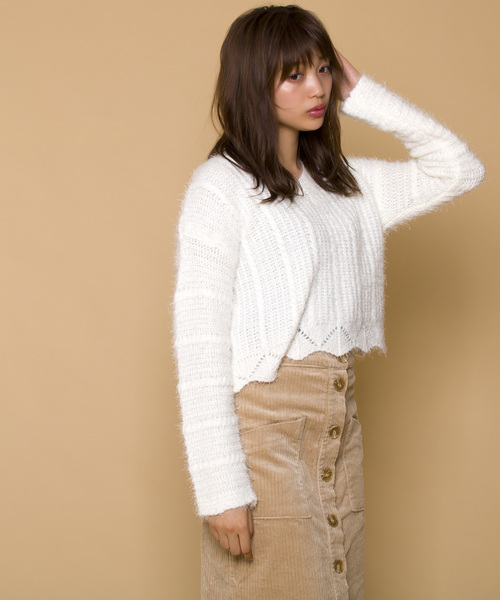 LUGG NAGG(ラグナグ)の「【Jewelobe/ ジュエローブ】裾スカラップ シャギーニット トップス(ニット/セーター・レディース・ホワイト/ピンク/イエロー/ブルー/グリーン・FREE)」の14枚目の写真