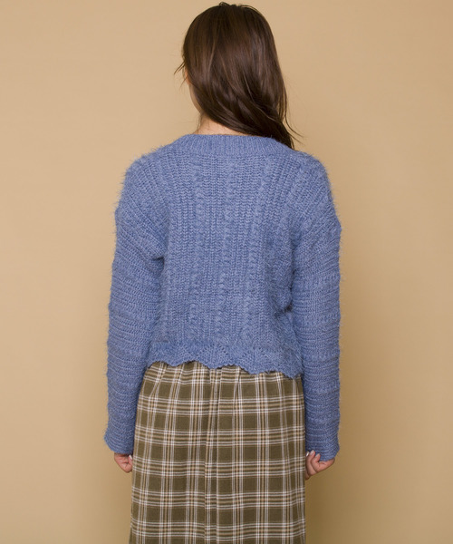 LUGG NAGG(ラグナグ)の「【Jewelobe/ ジュエローブ】裾スカラップ シャギーニット トップス(ニット/セーター・レディース・ホワイト/ピンク/イエロー/ブルー/グリーン・FREE)」の9枚目の写真