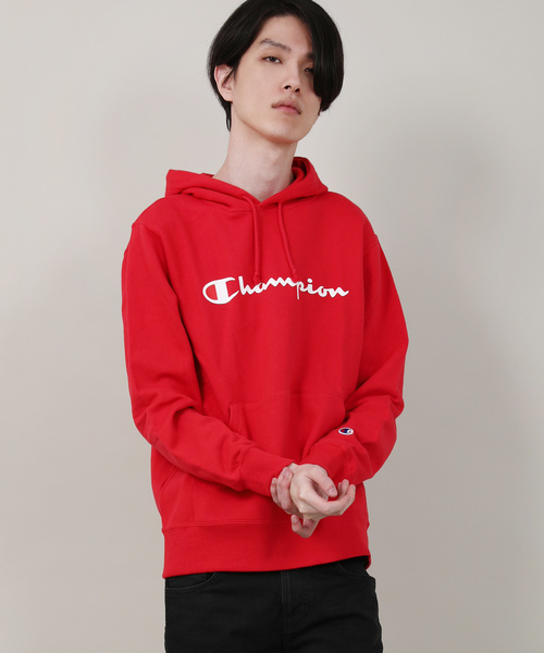 Champion（チャンピオン）の「Champion チャンピオン BASIC ロゴプリント スウェットパーカー C3-J117（パーカー・メンズ・ホワイト/ブラック/ネイビー/グレー/イエロー/マルーン/ロイヤルブルー/ヘザーチャコール/レッド・M/L/XL/XXL）」の8枚目の写真