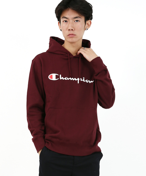 Champion（チャンピオン）の「Champion チャンピオン BASIC ロゴプリント スウェットパーカー C3-J117（パーカー・メンズ・ホワイト/ブラック/ネイビー/グレー/イエロー/マルーン/ロイヤルブルー/ヘザーチャコール/レッド・M/L/XL/XXL）」の9枚目の写真