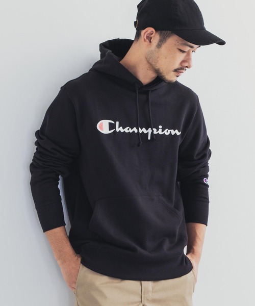 Champion（チャンピオン）の「Champion チャンピオン BASIC ロゴプリント スウェットパーカー C3-J117（パーカー・メンズ・ホワイト/ブラック/ネイビー/グレー/イエロー/マルーン/ロイヤルブルー/ヘザーチャコール/レッド・M/L/XL/XXL）」の4枚目の写真