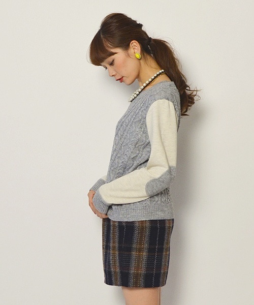 Khaju（カージュ）の「Khaju:ウラケ×ニットプルオーバー□（ニット/セーター・レディース・グレー/ネイビー・ONE SIZE）」の5枚目の写真