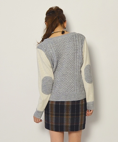 Khaju（カージュ）の「Khaju:ウラケ×ニットプルオーバー□（ニット/セーター・レディース・グレー/ネイビー・ONE SIZE）」の6枚目の写真