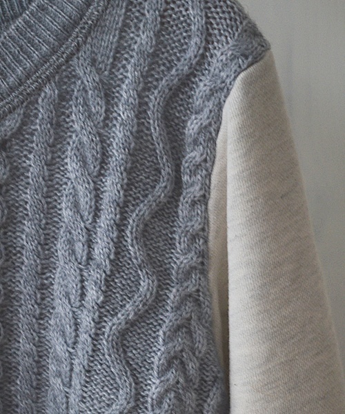 Khaju（カージュ）の「Khaju:ウラケ×ニットプルオーバー□（ニット/セーター・レディース・グレー/ネイビー・ONE SIZE）」の7枚目の写真