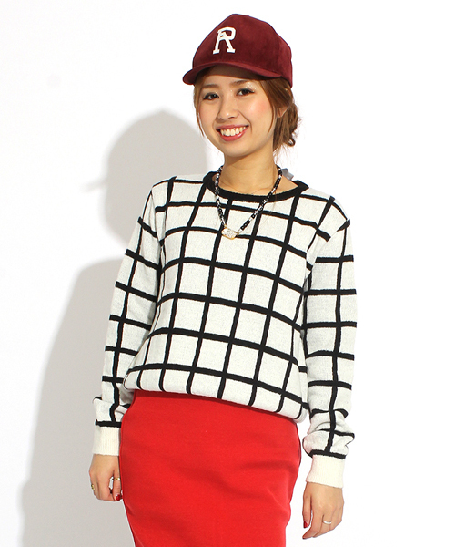 Ray BEAMS(レイビームス)の「□Ray BEAMS / ウィンドゥペン柄 プルオーバー(ニット/セーター・レディース・オフホワイト/ブルー系その他・ONE SIZE)」の1枚目の写真