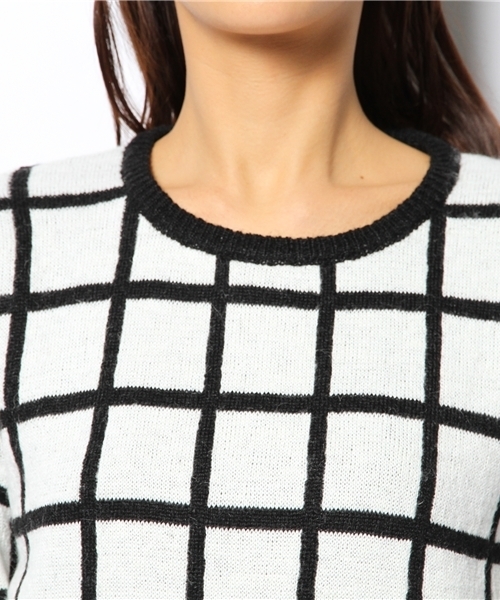 Ray BEAMS(レイビームス)の「□Ray BEAMS / ウィンドゥペン柄 プルオーバー(ニット/セーター・レディース・オフホワイト/ブルー系その他・ONE SIZE)」の6枚目の写真