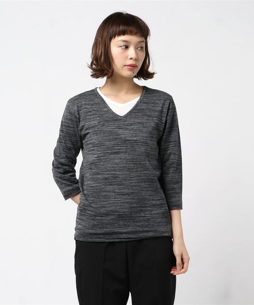 Bling Leads(ブリングリーズ)の「【Bl】アンサンブルVネック7分袖Tシャツ(Tシャツ/カットソー・レディース・ホワイト/ブラック/ネイビー/グレー/ワインレッド・MEDIUM/LARGE/X-LARGE)」の14枚目の写真