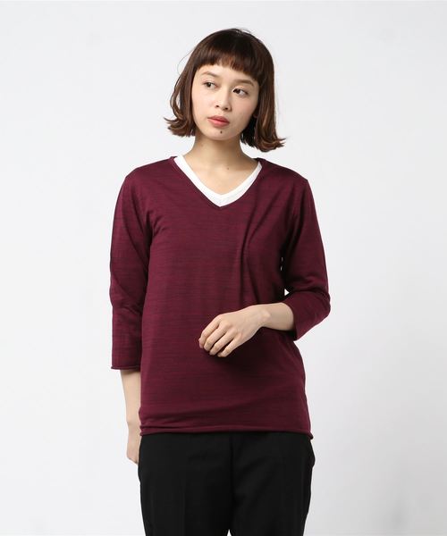 Bling Leads(ブリングリーズ)の「【Bl】アンサンブルVネック7分袖Tシャツ(Tシャツ/カットソー・レディース・ホワイト/ブラック/ネイビー/グレー/ワインレッド・MEDIUM/LARGE/X-LARGE)」の16枚目の写真