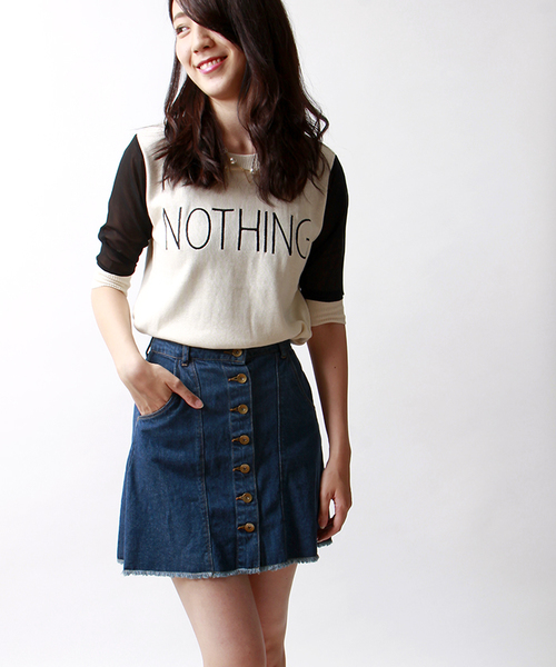 WEGO（ウィゴー）の「WEGO/デニムAラインスカート（デニムスカート・レディース・インディゴブルー/ダークインディゴブルー・FREE）」の2枚目の写真