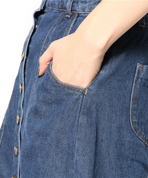 WEGO（ウィゴー）の「WEGO/デニムAラインスカート（デニムスカート・レディース・インディゴブルー/ダークインディゴブルー・FREE）」の4枚目の写真