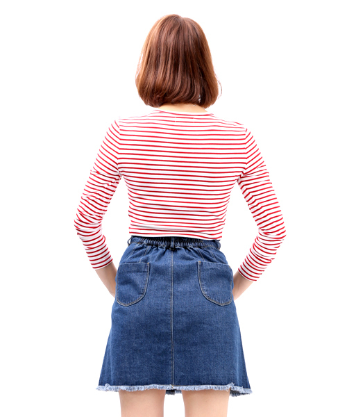 WEGO（ウィゴー）の「WEGO/デニムAラインスカート（デニムスカート・レディース・インディゴブルー/ダークインディゴブルー・FREE）」の10枚目の写真