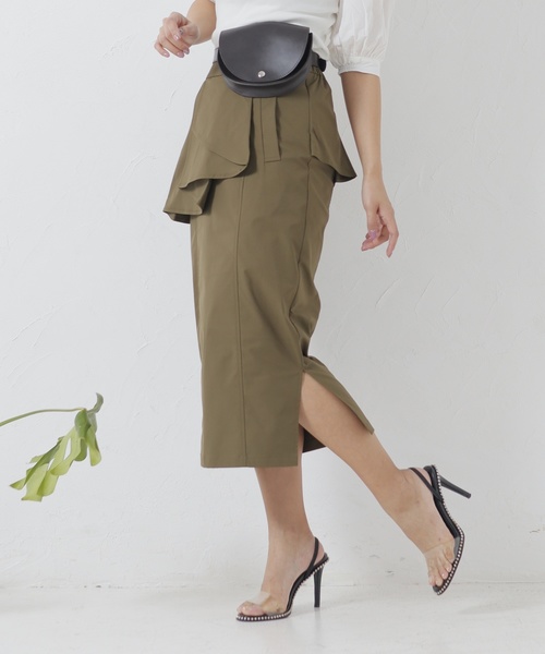 LADYMADE(レディメイド)の「アシメラッフルスカート(スカート)」|カーキ