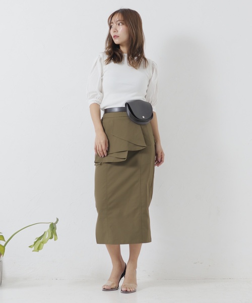 LADYMADE（レディメイド）の「アシメラッフルスカート（スカート・レディース・ブラック/カーキ/ベージュ・FREE）」の8枚目の写真