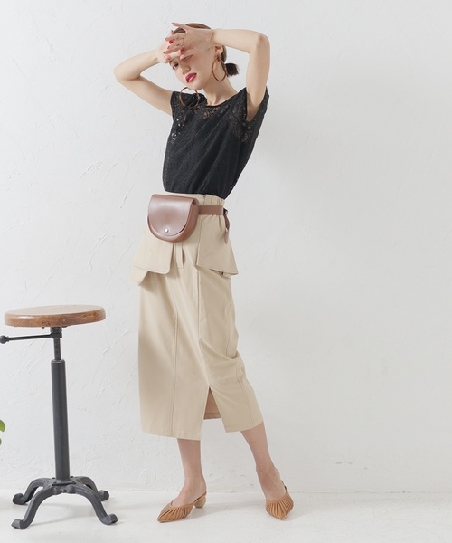 LADYMADE（レディメイド）の「アシメラッフルスカート（スカート・レディース・ブラック/カーキ/ベージュ・FREE）」の19枚目の写真