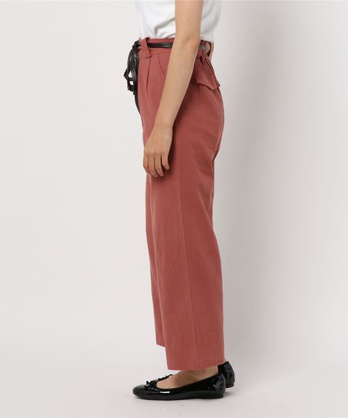 KOBE LETTUCE（コウベレタス）の「合皮リボンベルト付きリネン調ワイドパンツ【セットアップOK】（その他パンツ・レディース・ベージュ/カーキ/モカ/レッド系その他・FREE）」の6枚目の写真