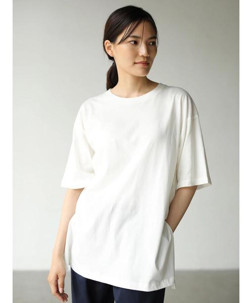 AMERICAN HOLIC(アメリカンホリック)の「サイドスリット天竺BIGカットプルオーバー(Tシャツ/カットソー・レディース・チャコールグレー/ベージュ/オフホワイト/ピンク/グリーン・M/L)」の18枚目の写真