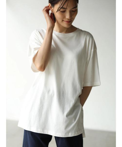 AMERICAN HOLIC(アメリカンホリック)の「サイドスリット天竺BIGカットプルオーバー(Tシャツ/カットソー・レディース・チャコールグレー/ベージュ/オフホワイト/ピンク/グリーン・M/L)」の19枚目の写真