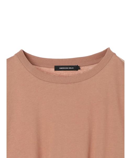 AMERICAN HOLIC(アメリカンホリック)の「サイドスリット天竺BIGカットプルオーバー(Tシャツ/カットソー・レディース・チャコールグレー/ベージュ/オフホワイト/ピンク/グリーン・M/L)」の21枚目の写真