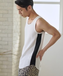 mta436-サイドカラー切り替えワッフルタンクトップ