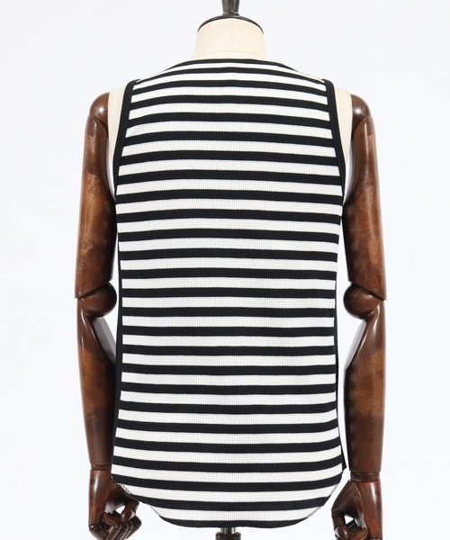 CAMBIO（カンビオ）の「mta436-サイドカラー切り替えワッフルタンクトップ（タンクトップ・メンズ・ホワイト/ブラック/ホワイト×ブラック・S/M/L）」の6枚目の写真