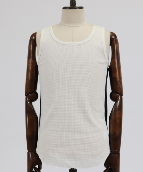 CAMBIO（カンビオ）の「mta436-サイドカラー切り替えワッフルタンクトップ（タンクトップ・メンズ・ホワイト/ブラック/ホワイト×ブラック・S/M/L）」の21枚目の写真