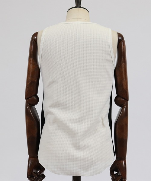 CAMBIO（カンビオ）の「mta436-サイドカラー切り替えワッフルタンクトップ（タンクトップ・メンズ・ホワイト/ブラック/ホワイト×ブラック・S/M/L）」の13枚目の写真