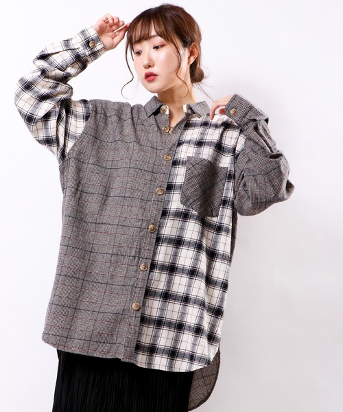 POWER TO THE PEOPLE（パワートゥーザピープル）の「POWER TO THE PEOPLE ネルチェック 長袖オーバーシャツ（シャツ/ブラウス・メンズ・ブラック/ベージュ/ブラウン/アイボリー/ブラック×ホワイト/ベージュ系その他・LL/M/L）」の4枚目の写真