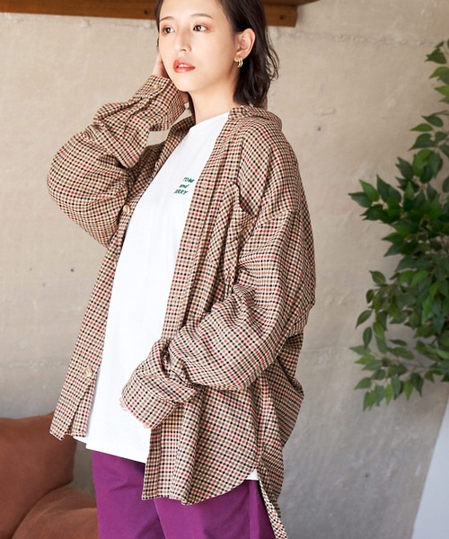 POWER TO THE PEOPLE（パワートゥーザピープル）の「POWER TO THE PEOPLE ネルチェック 長袖オーバーシャツ（シャツ/ブラウス・メンズ・ブラック/ベージュ/ブラウン/アイボリー/ブラック×ホワイト/ベージュ系その他・LL/M/L）」の5枚目の写真