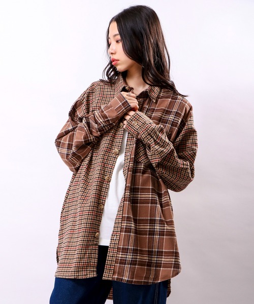 POWER TO THE PEOPLE（パワートゥーザピープル）の「POWER TO THE PEOPLE ネルチェック 長袖オーバーシャツ（シャツ/ブラウス・メンズ・ブラック/ベージュ/ブラウン/アイボリー/ブラック×ホワイト/ベージュ系その他・LL/M/L）」の6枚目の写真