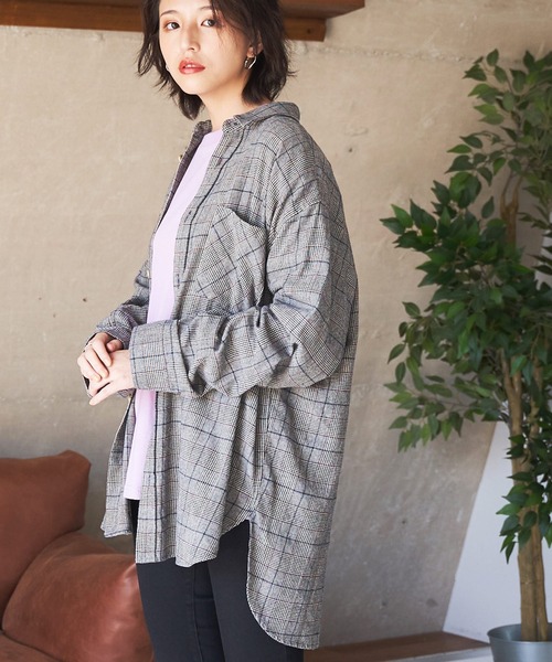 POWER TO THE PEOPLE（パワートゥーザピープル）の「POWER TO THE PEOPLE ネルチェック 長袖オーバーシャツ（シャツ/ブラウス・メンズ・ブラック/ベージュ/ブラウン/アイボリー/ブラック×ホワイト/ベージュ系その他・LL/M/L）」の3枚目の写真