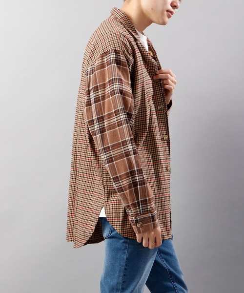 POWER TO THE PEOPLE（パワートゥーザピープル）の「POWER TO THE PEOPLE ネルチェック 長袖オーバーシャツ（シャツ/ブラウス・メンズ・ブラック/ベージュ/ブラウン/アイボリー/ブラック×ホワイト/ベージュ系その他・LL/M/L）」の14枚目の写真