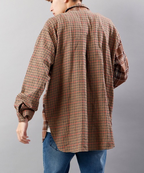 POWER TO THE PEOPLE（パワートゥーザピープル）の「POWER TO THE PEOPLE ネルチェック 長袖オーバーシャツ（シャツ/ブラウス・メンズ・ブラック/ベージュ/ブラウン/アイボリー/ブラック×ホワイト/ベージュ系その他・LL/M/L）」の15枚目の写真