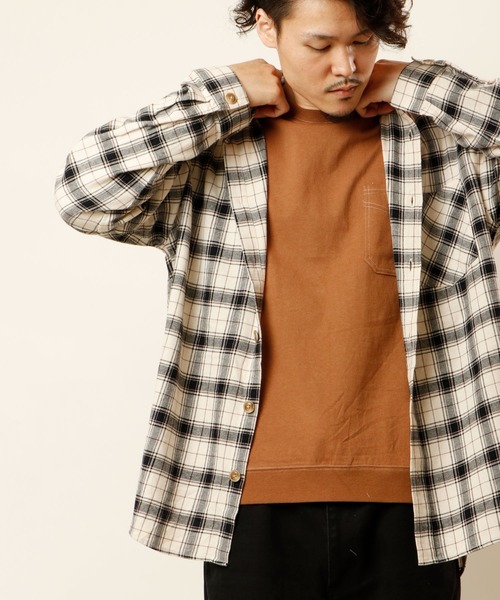 POWER TO THE PEOPLE（パワートゥーザピープル）の「POWER TO THE PEOPLE ネルチェック 長袖オーバーシャツ（シャツ/ブラウス・メンズ・ブラック/ベージュ/ブラウン/アイボリー/ブラック×ホワイト/ベージュ系その他・LL/M/L）」の16枚目の写真