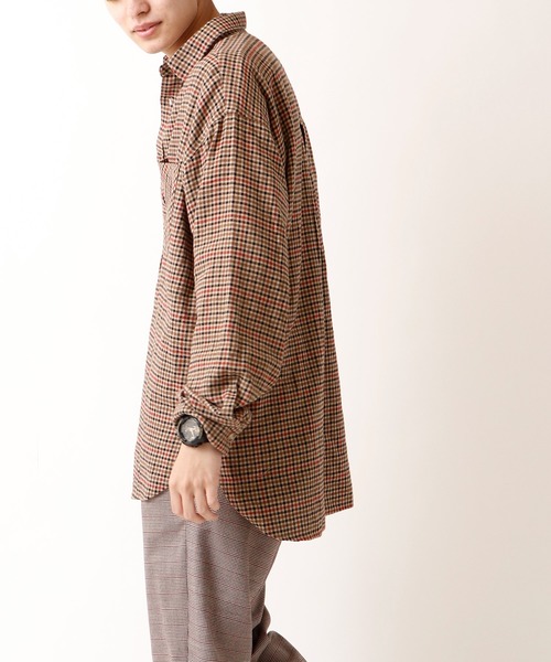 POWER TO THE PEOPLE（パワートゥーザピープル）の「POWER TO THE PEOPLE ネルチェック 長袖オーバーシャツ（シャツ/ブラウス・メンズ・ブラック/ベージュ/ブラウン/アイボリー/ブラック×ホワイト/ベージュ系その他・LL/M/L）」の19枚目の写真