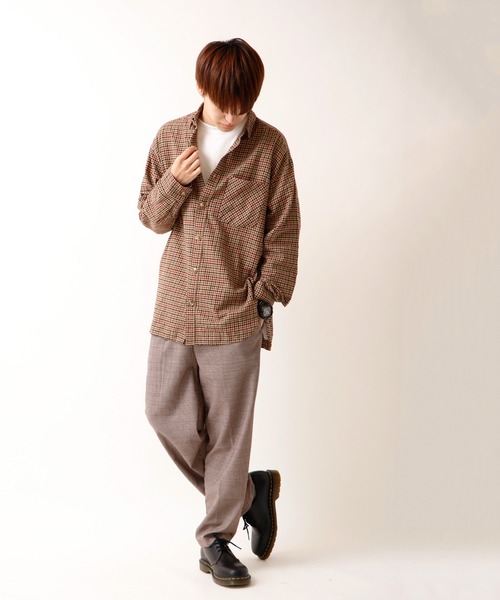 POWER TO THE PEOPLE（パワートゥーザピープル）の「POWER TO THE PEOPLE ネルチェック 長袖オーバーシャツ（シャツ/ブラウス・メンズ・ブラック/ベージュ/ブラウン/アイボリー/ブラック×ホワイト/ベージュ系その他・LL/M/L）」の20枚目の写真