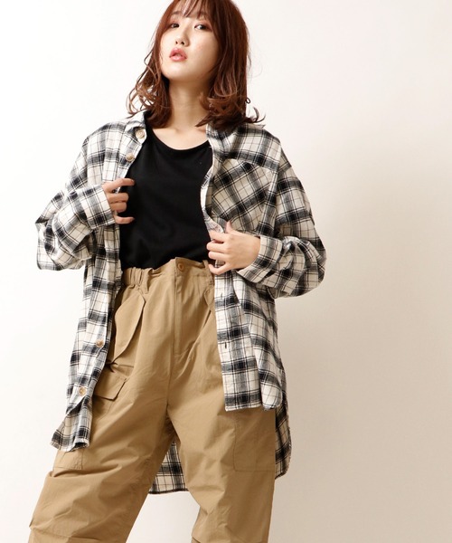 POWER TO THE PEOPLE（パワートゥーザピープル）の「POWER TO THE PEOPLE ネルチェック 長袖オーバーシャツ（シャツ/ブラウス・メンズ・ブラック/ベージュ/ブラウン/アイボリー/ブラック×ホワイト/ベージュ系その他・LL/M/L）」の21枚目の写真