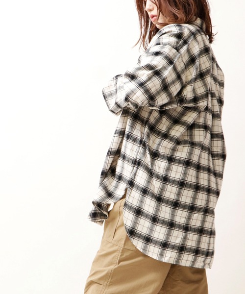 POWER TO THE PEOPLE（パワートゥーザピープル）の「POWER TO THE PEOPLE ネルチェック 長袖オーバーシャツ（シャツ/ブラウス・メンズ・ブラック/ベージュ/ブラウン/アイボリー/ブラック×ホワイト/ベージュ系その他・LL/M/L）」の22枚目の写真