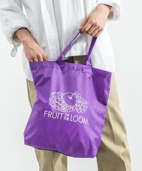 FRUIT OF THE LOOM(フルーツオブザルーム)の「【FRUIT OF THE LOOM】パッカブル エコ トートバッグ PACKABLE TOTE BAG 14575500(エコバッグ/サブバッグ・メンズ・ブラック/パープル/イエロー/レッド/グリーン/ブルー・FREE)」の5枚目の写真