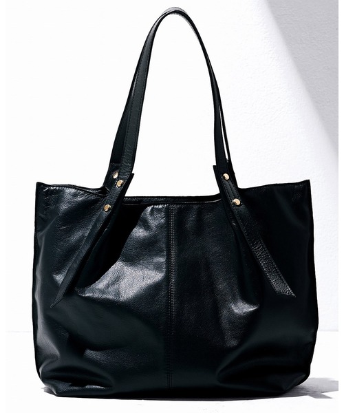 IEDIT（イディット）の「ＩＥＤＩＴ　本革でつくった　お仕事にぴったりなＡ４サイズ対応のトートバッグ〈ブラック〉（トートバッグ・レディース・ブラック・ONE SIZE）」の2枚目の写真