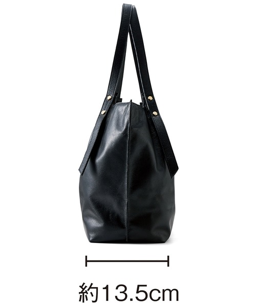 IEDIT（イディット）の「ＩＥＤＩＴ　本革でつくった　お仕事にぴったりなＡ４サイズ対応のトートバッグ〈ブラック〉（トートバッグ・レディース・ブラック・ONE SIZE）」の3枚目の写真