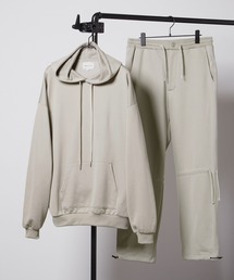 【セットアップ】ビッグシルエット クオリティーブライト裏毛 プルオーバーパーカー＆ドローコードスウェットパンツ EMMA CLOTHES