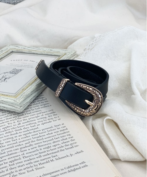 PairPair(ペアペア)の「アンティークバックルベルト(AR)(ベルト・レディース・ブラウン/ブラック・FREE)」の1枚目の写真