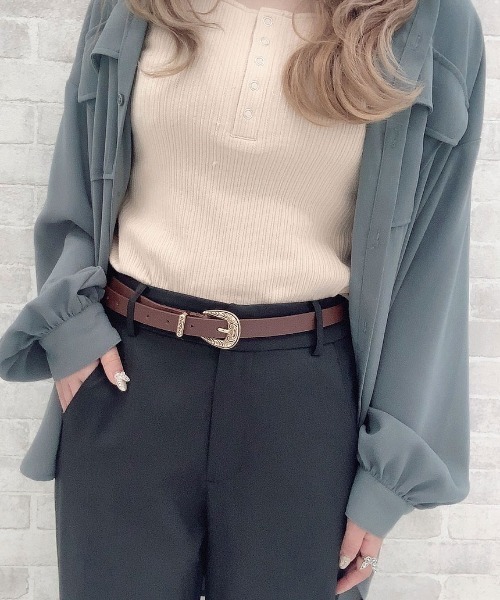 PairPair(ペアペア)の「アンティークバックルベルト(AR)(ベルト・レディース・ブラウン/ブラック・FREE)」の4枚目の写真