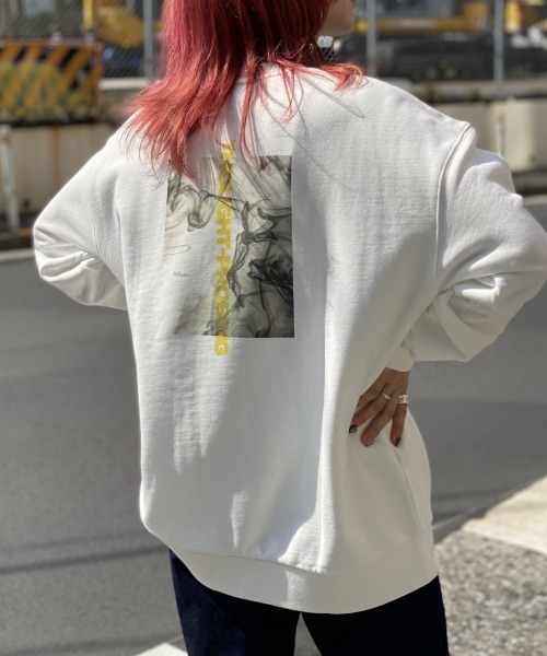 PBLIM（ページボーイリム）の「【PAGEBOYLIM】マーブルプリントウラケ（Tシャツ/カットソー・レディース・ホワイト/ブラック・MEDIUM/X-LARGE）」の2枚目の写真