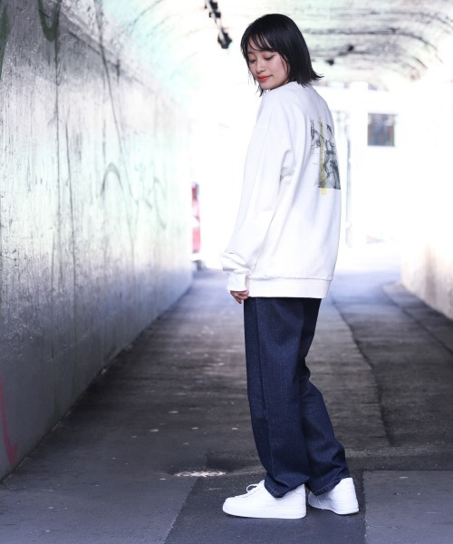 PBLIM（ページボーイリム）の「【PAGEBOYLIM】マーブルプリントウラケ（Tシャツ/カットソー・レディース・ホワイト/ブラック・MEDIUM/X-LARGE）」の7枚目の写真