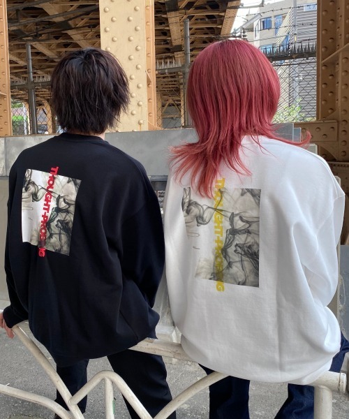 PBLIM（ページボーイリム）の「【PAGEBOYLIM】マーブルプリントウラケ（Tシャツ/カットソー・レディース・ホワイト/ブラック・MEDIUM/X-LARGE）」の16枚目の写真