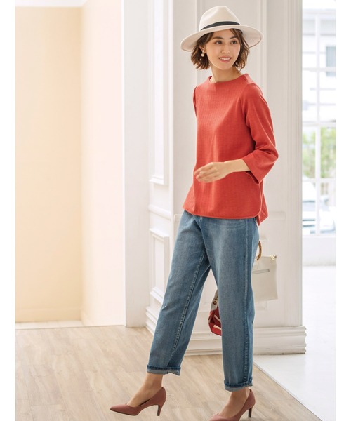 BELLUNA PLUS(ベルーナ)の「へリンボン素材ボトルネックプルオーバー(Tシャツ/カットソー・レディース・ライトグレー/ライラック/チャコール/コーラル・MEDIUM/LARGE/X-LARGE)」の10枚目の写真